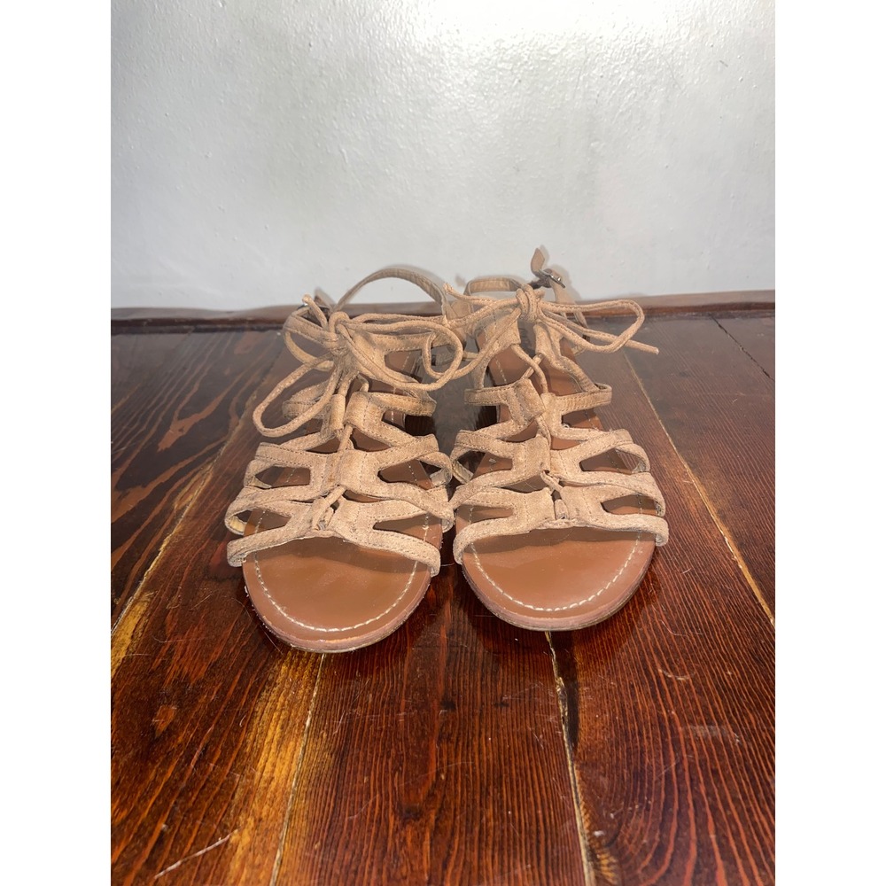 Carlos by Carlos Santana Tan Strappy Lace Up Gladiator Wedge Sandal Boho Y2K 8.5 - Picture 3 of 6